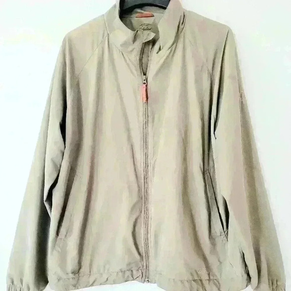Cabela’s Windcrest tan full zip-up pop p collar lined windbreaker size Large - Picture 1 of 9